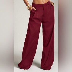 Burgundy Wide Leg Pants